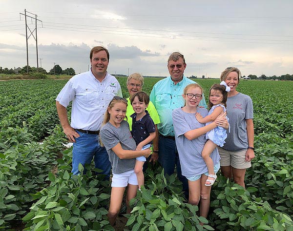 The Willard and Laura Lee Jack family on their Silent Shade Planting Company farm.